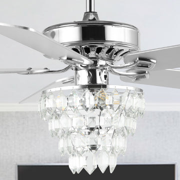 Mindy 52" Glam Modern Crystal Shade LED Ceiling Fan With Remote - JONATHAN Y